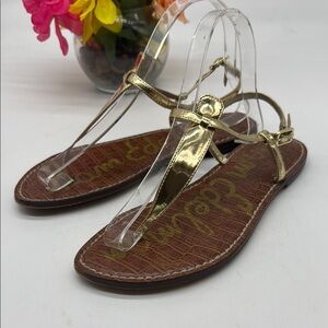 Sam Edelman Gold Flat Thong Sandals Size 7.5 FFT8001D